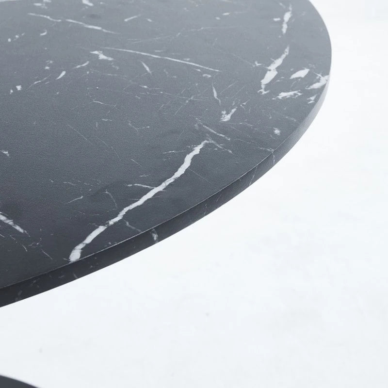 Dining Table with Round Marble Pattern Top for 4-6 People