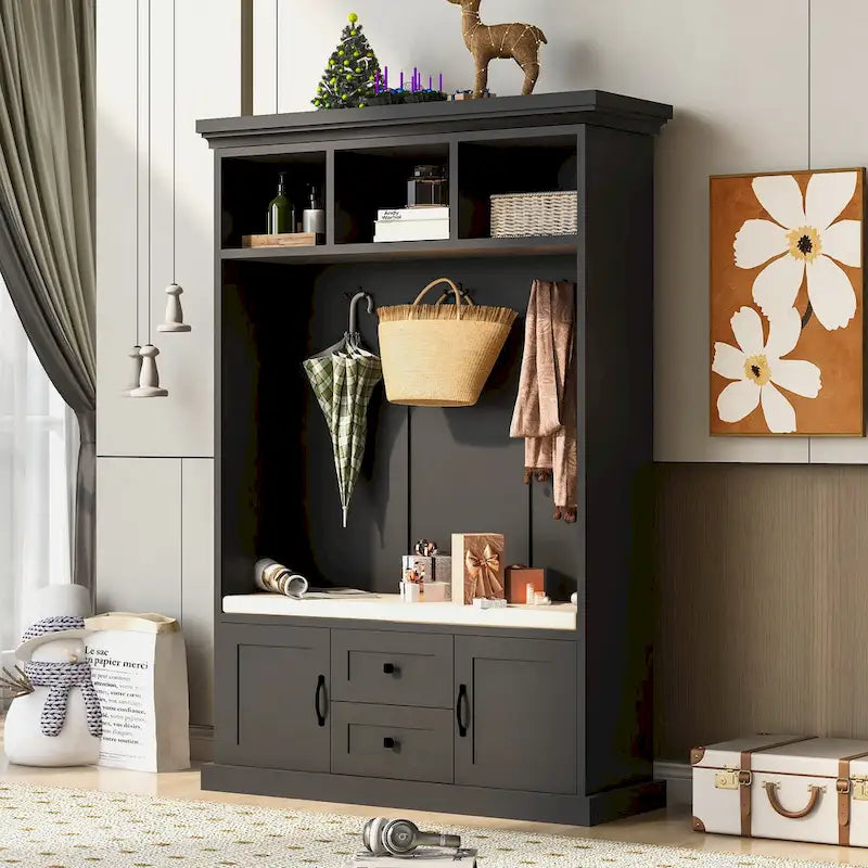 47.2 Inch Hall Tree with 3 Hooks for Entrance
