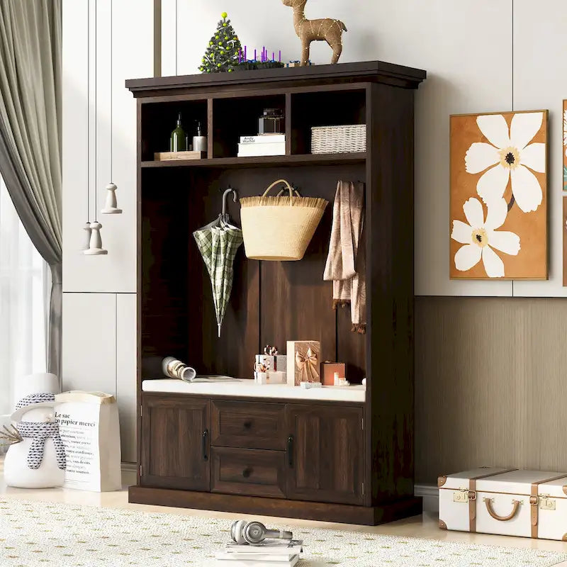 47.2 Inch Hall Tree with 3 Hooks for Entrance