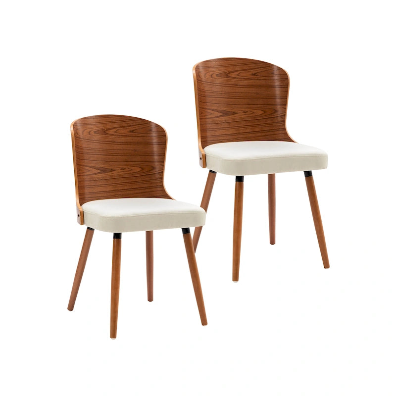 Lot de 2 chaises de salle à manger sans accoudoirs, dossier et pieds en bois de hêtre