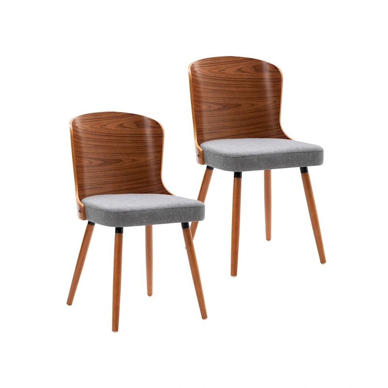 Lot de 2 chaises de salle à manger sans accoudoirs, dossier et pieds en bois de hêtre