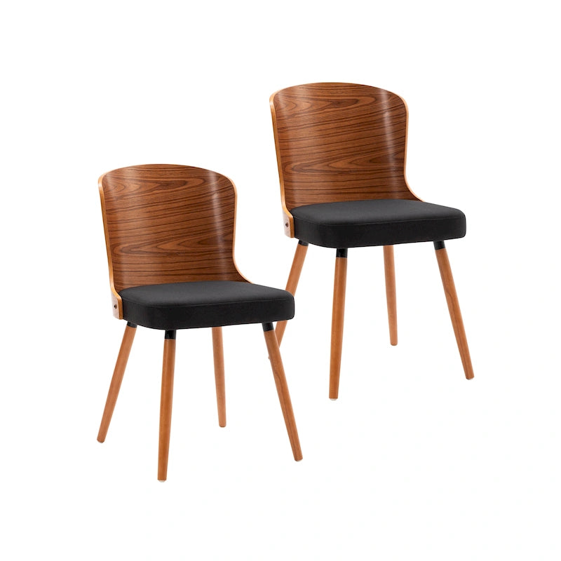 Lot de 2 chaises de salle à manger sans accoudoirs, dossier et pieds en bois de hêtre