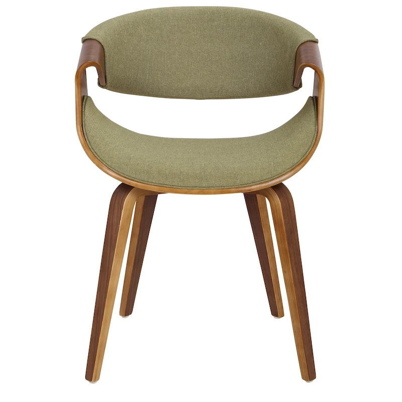 Cross Frame Dining Accent Chair Mid-Century Modern Upholstered with Walnut Frame
