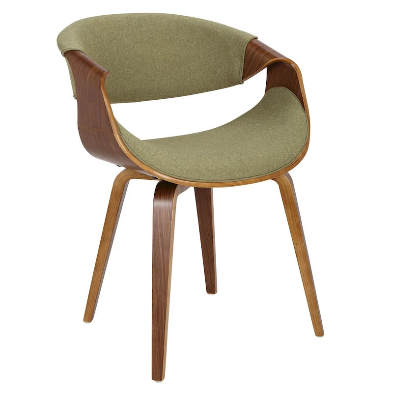 Cross Frame Dining Accent Chair Mid-Century Modern Upholstered with Walnut Frame