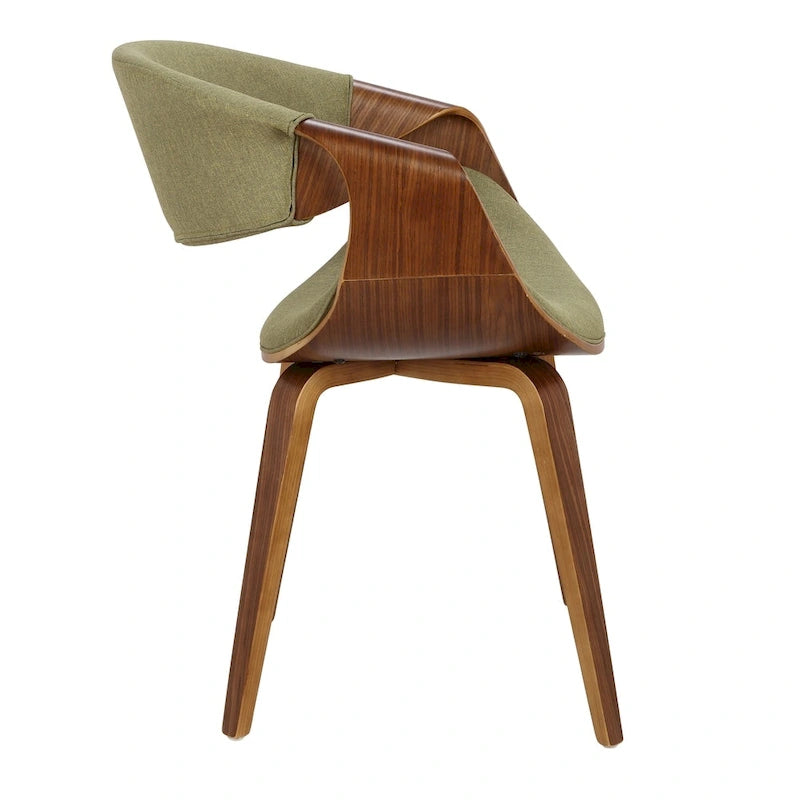 Cross Frame Dining Accent Chair Mid-Century Modern Upholstered with Walnut Frame