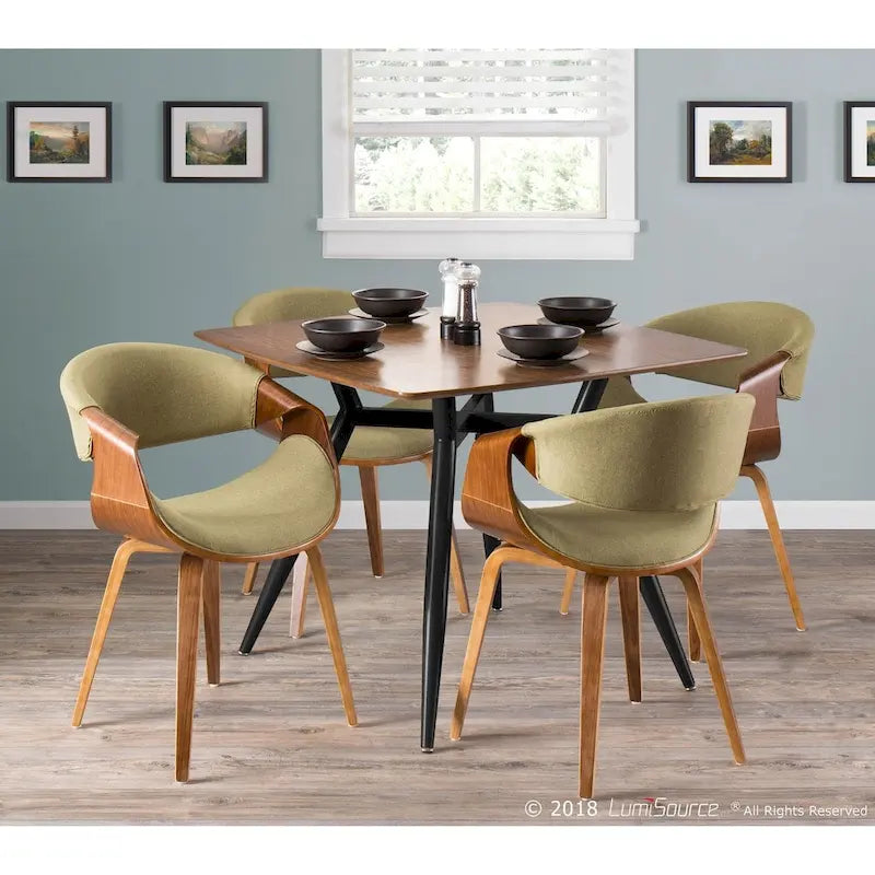 Cross Frame Dining Accent Chair Mid-Century Modern Upholstered with Walnut Frame