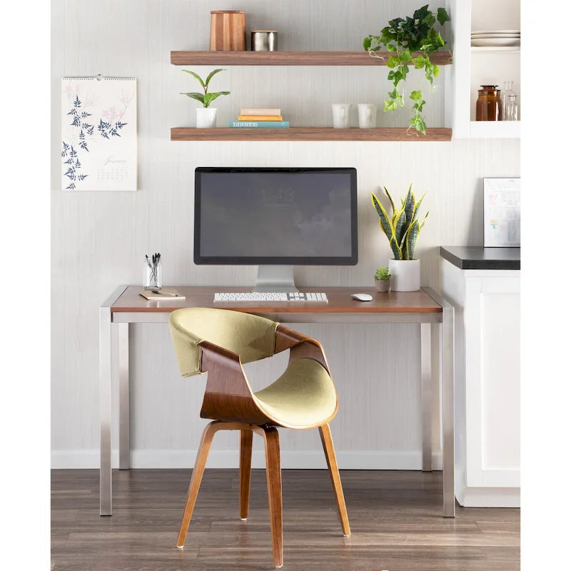 Cross Frame Dining Accent Chair Mid-Century Modern Upholstered with Walnut Frame