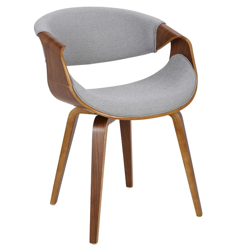 Cross Frame Dining Accent Chair Mid-Century Modern Upholstered with Walnut Frame