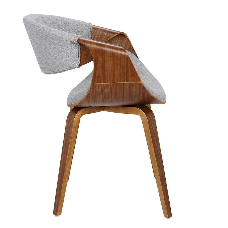 Cross Frame Dining Accent Chair Mid-Century Modern Upholstered with Walnut Frame