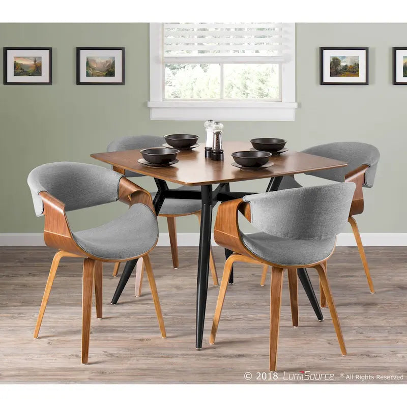 Cross Frame Dining Accent Chair Mid-Century Modern Upholstered with Walnut Frame