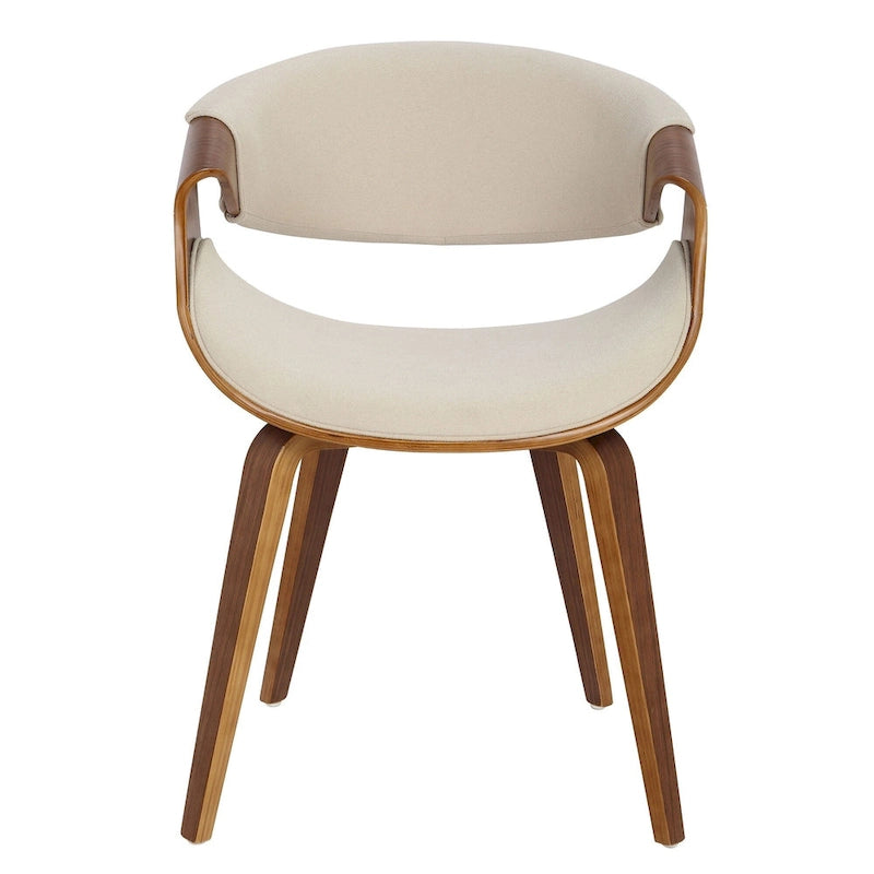 Cross Frame Dining Accent Chair Mid-Century Modern Upholstered with Walnut Frame