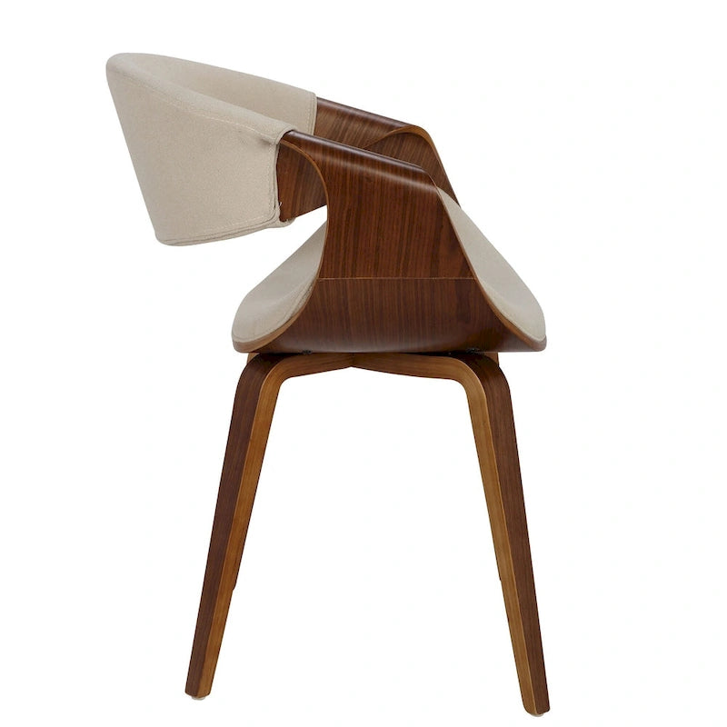 Cross Frame Dining Accent Chair Mid-Century Modern Upholstered with Walnut Frame
