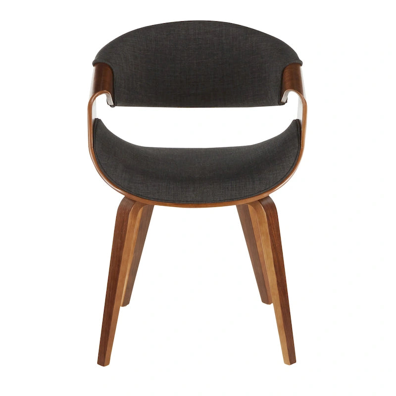 Cross Frame Dining Accent Chair Mid-Century Modern Upholstered with Walnut Frame