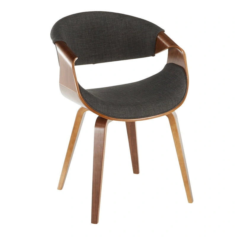 Cross Frame Dining Accent Chair Mid-Century Modern Upholstered with Walnut Frame