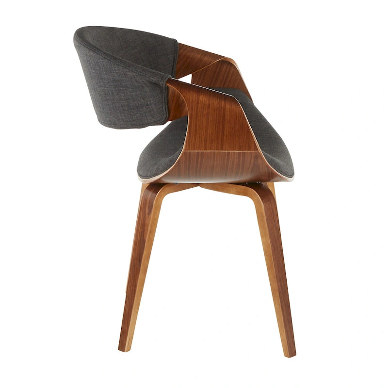 Cross Frame Dining Accent Chair Mid-Century Modern Upholstered with Walnut Frame