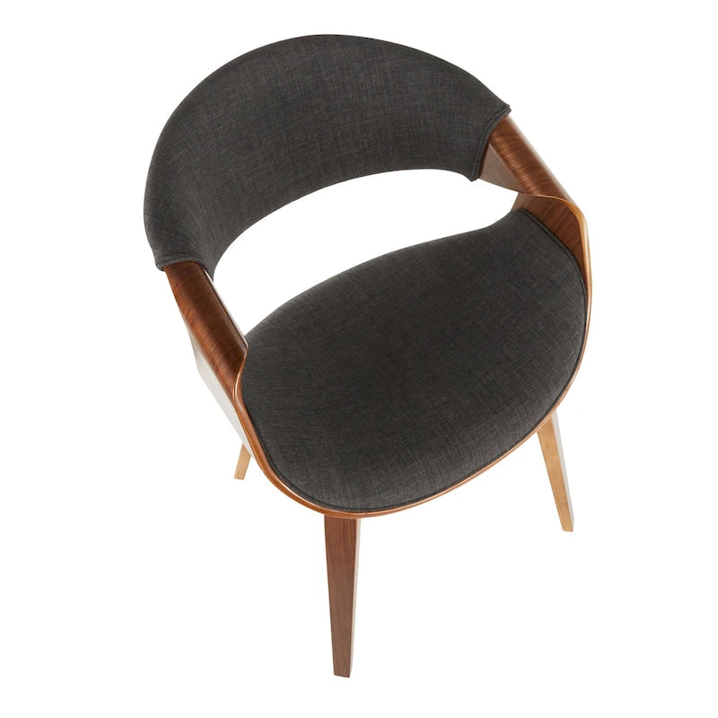 Cross Frame Dining Accent Chair Mid-Century Modern Upholstered with Walnut Frame