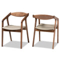 Mid-Century Modern 2-Piece Faux Leather Dining Chair Set with Armrests
