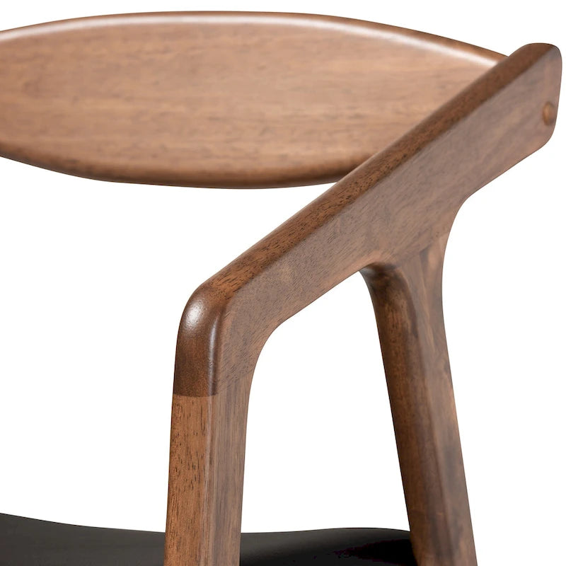 Mid-Century Modern 2-Piece Faux Leather Dining Chair Set with Armrests