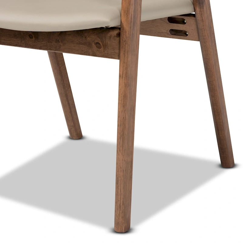 Mid-Century Modern 2-Piece Faux Leather Dining Chair Set with Armrests