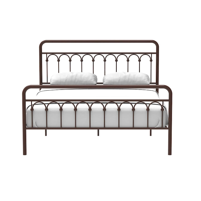 Metal Bed Queen in Black and Antique Brown Finishes