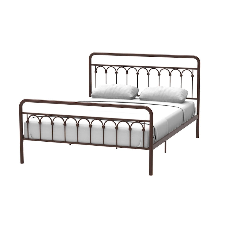 Metal Bed Queen in Black and Antique Brown Finishes