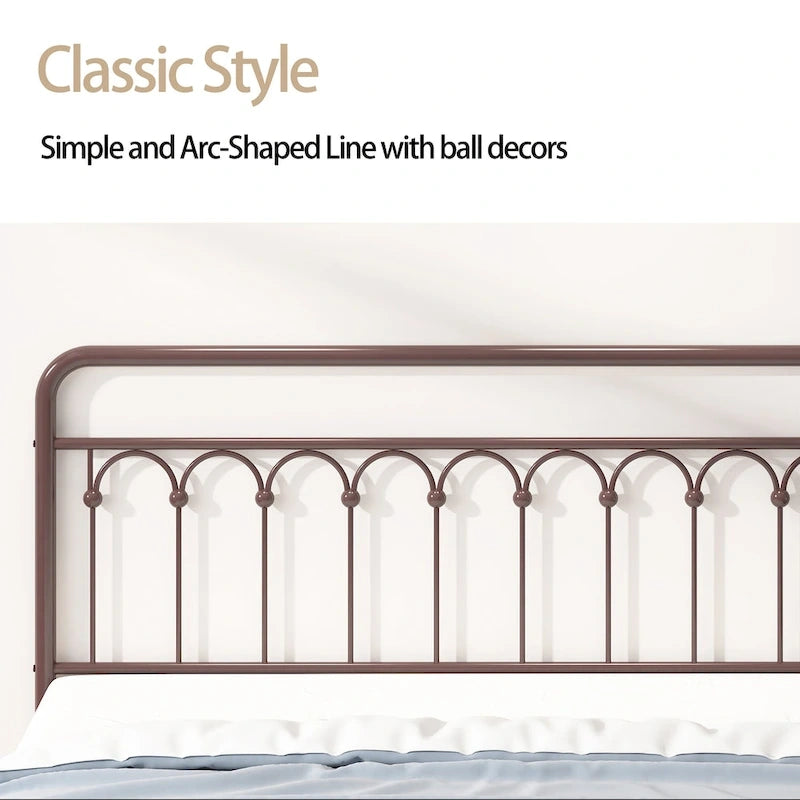 Metal Bed Queen in Black and Antique Brown Finishes