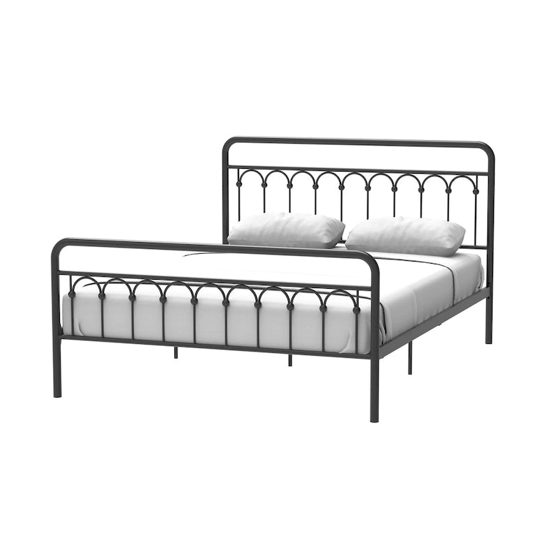 Metal Bed Queen in Black and Antique Brown Finishes