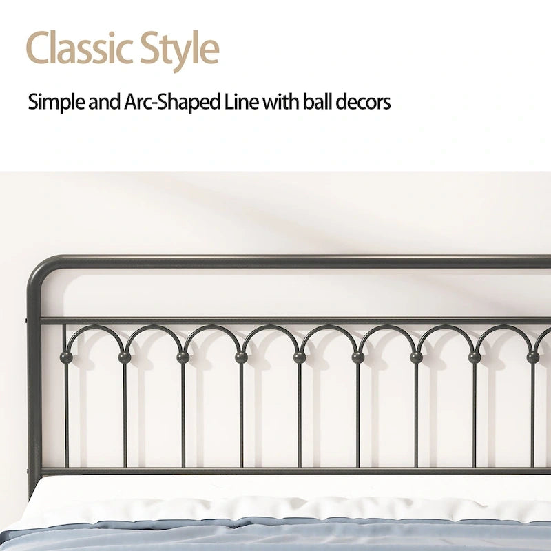 Metal Bed Queen in Black and Antique Brown Finishes