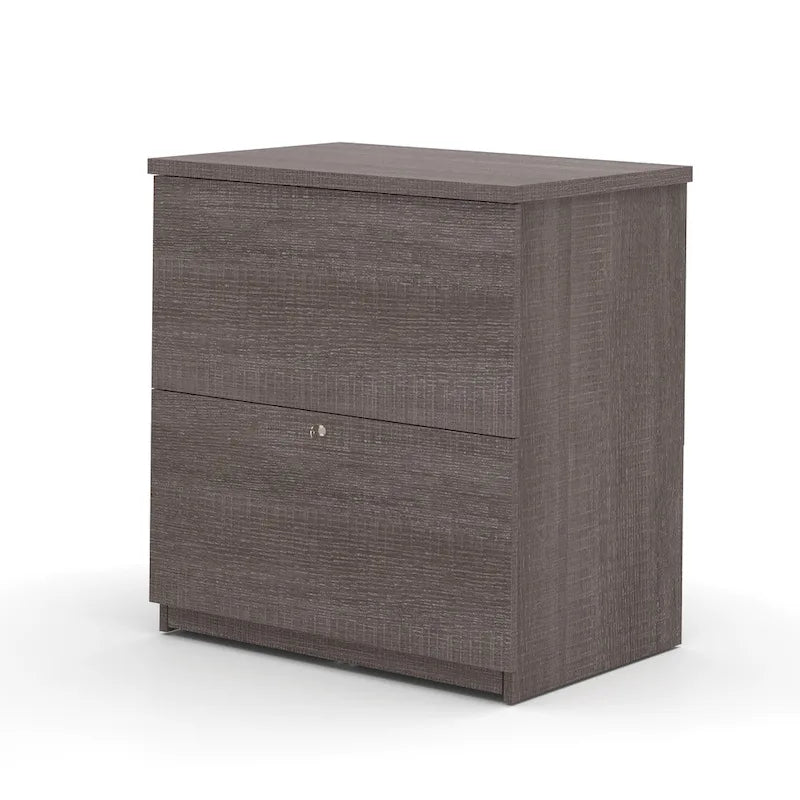L-Shaped Desk with Lateral File Cabinet and Bookcase Set