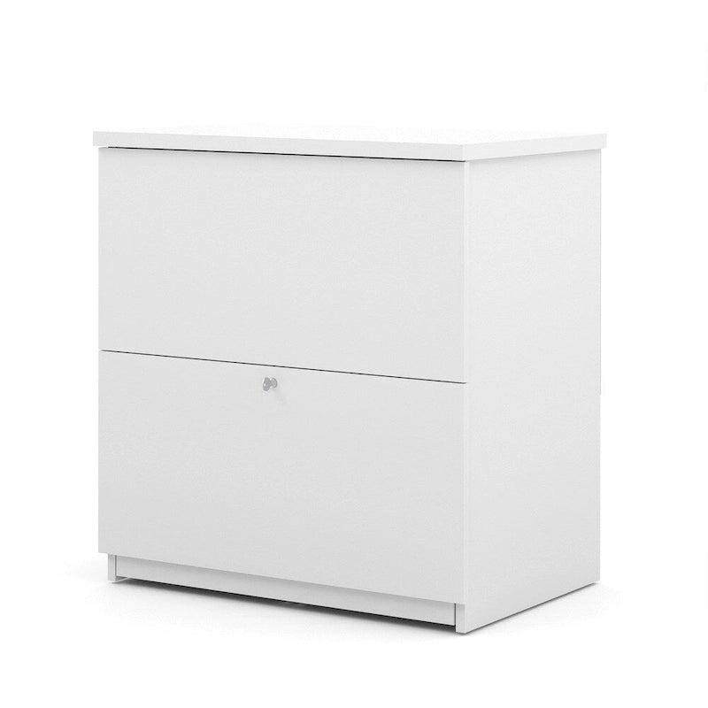 L-Shaped Desk with Lateral File Cabinet and Bookcase Set