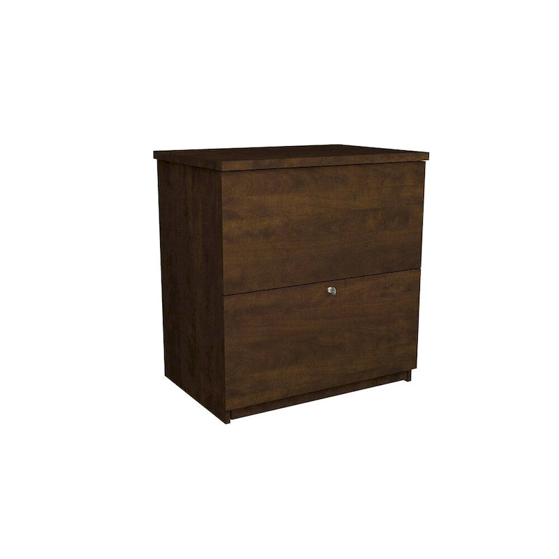 L-Shaped Desk with Lateral File Cabinet and Bookcase Set