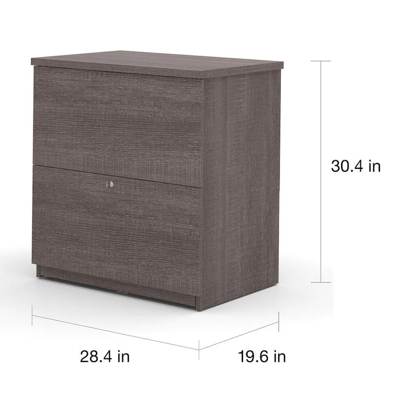 L-Shaped Desk with Lateral File Cabinet and Bookcase Set