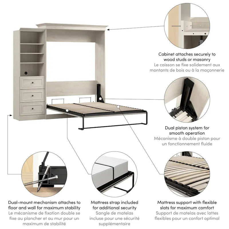 Versatile Queen Murphy Bed and Closet Organizer with Drawers