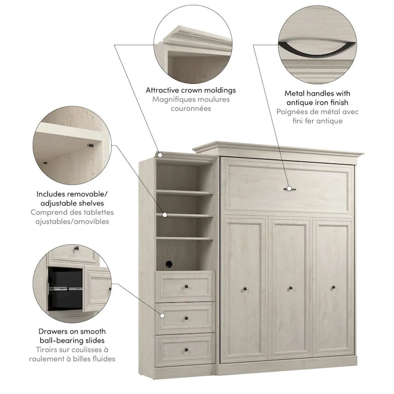 Versatile Queen Murphy Bed and Closet Organizer with Drawers