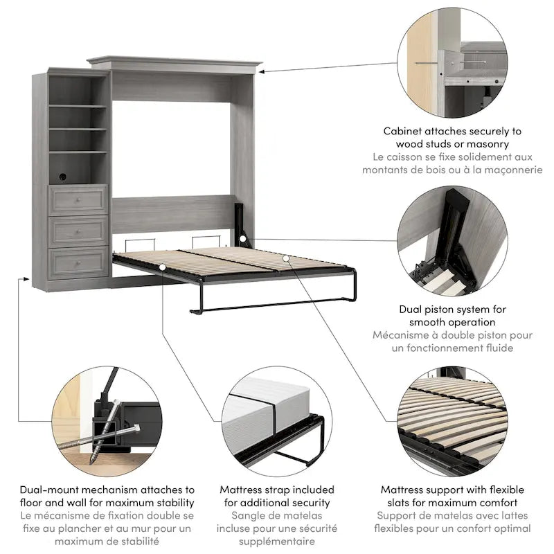 Versatile Queen Murphy Bed and Closet Organizer with Drawers