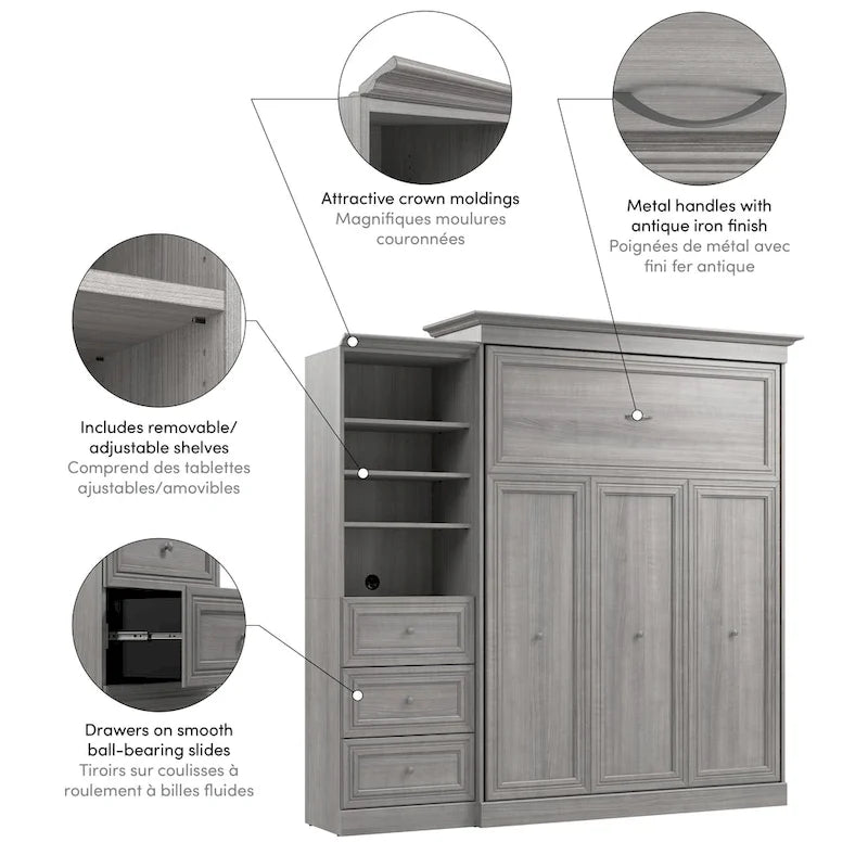 Versatile Queen Murphy Bed and Closet Organizer with Drawers