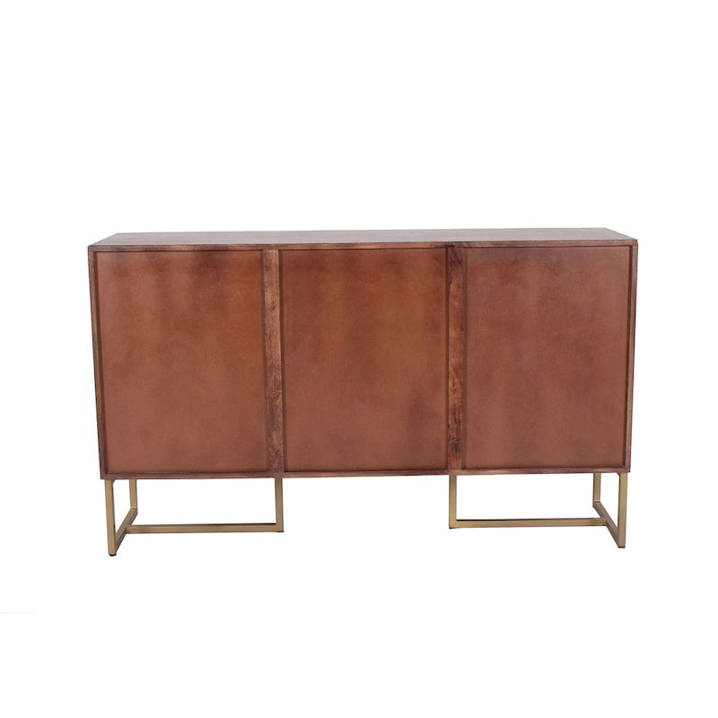2-Door 3-Drawer Herringbone Wooden Storage Cabinet