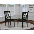 East West Furniture Clarksville Dining Chairs - Double Cross Back Wooden Seat Chairs, Set of 2, Black - CLC-BLK-W