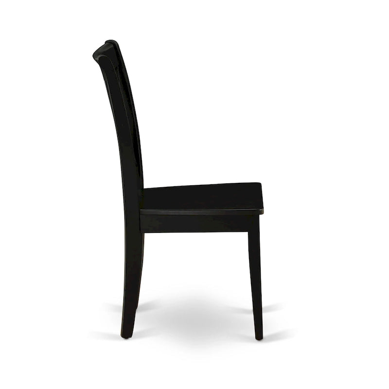 Double X-Back Solid Wood Dining Chairs Set of 2, Black Seat