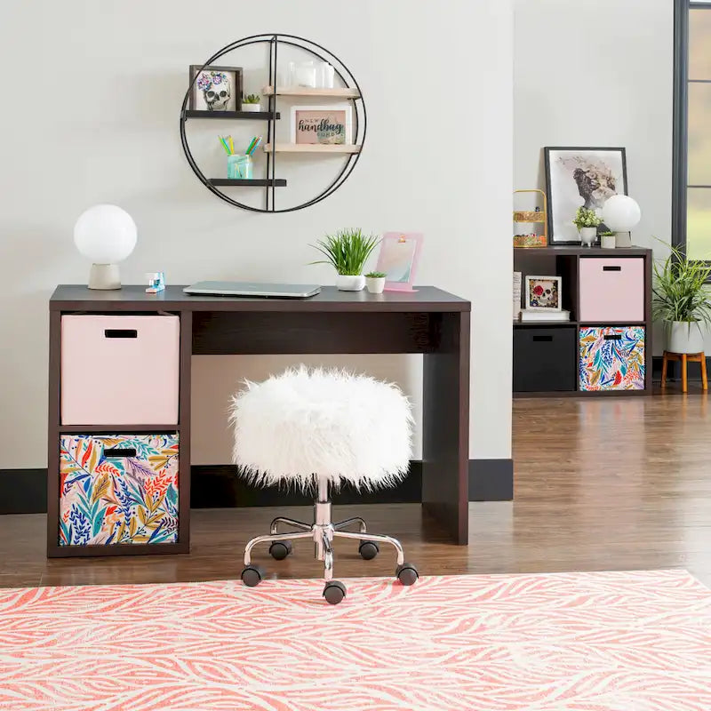 2 Cube Storage Desk for Home Office with Spacious Worktop