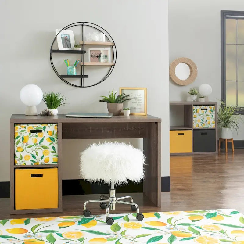 2 Cube Storage Desk for Home Office with Spacious Worktop