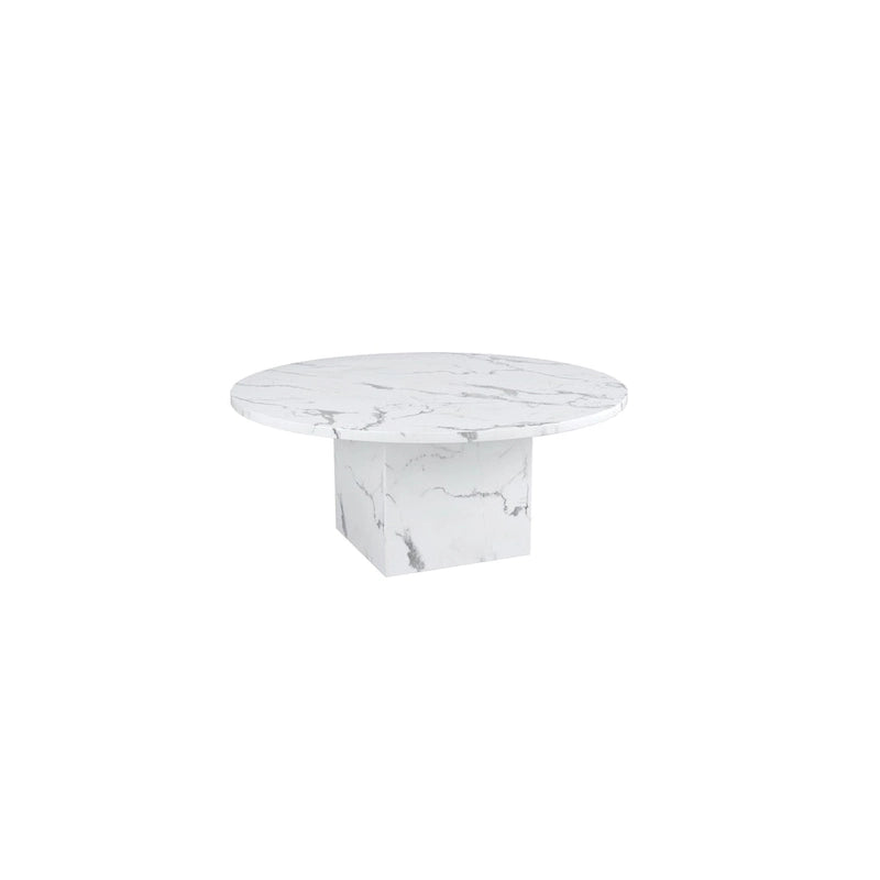 60-Inch Round Marble Dining Table with Cubical Base