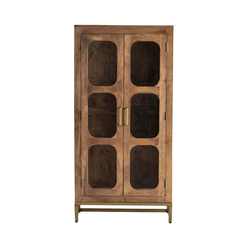 Wooden Two-Door Curio Cabinet 30 x 16 x 61 Inches