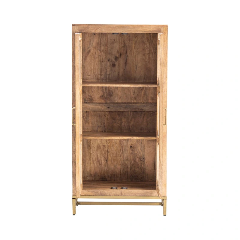 Wooden Two-Door Curio Cabinet 30 x 16 x 61 Inches