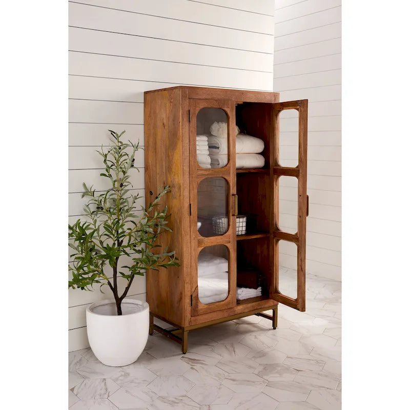 Wooden Two-Door Curio Cabinet 30 x 16 x 61 Inches