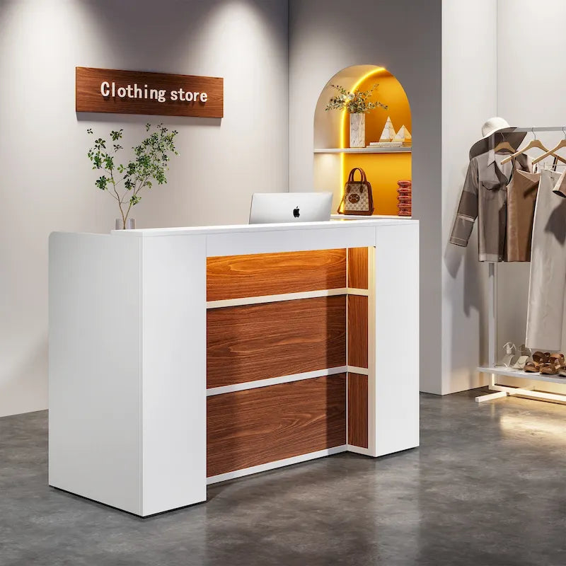 LED Reception Desk with Storage for Salon Office Lobby Retail