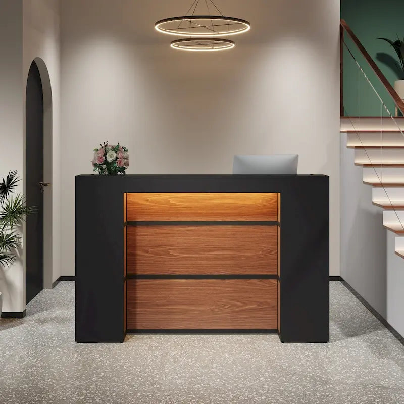 LED Reception Desk with Storage for Salon Office Lobby Retail