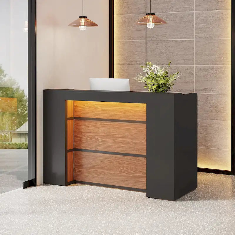 LED Reception Desk with Storage for Salon Office Lobby Retail