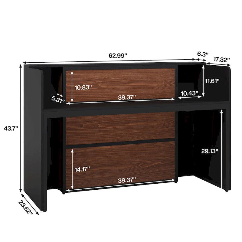 LED Reception Desk with Storage for Salon Office Lobby Retail
