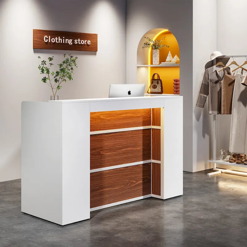 LED Reception Desk with Storage for Salon Office Lobby Retail